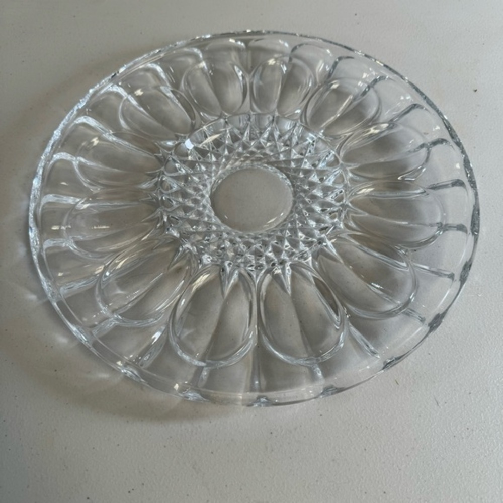 Vintage Crystal deviled egg plate elegant serving dish glass retro platter